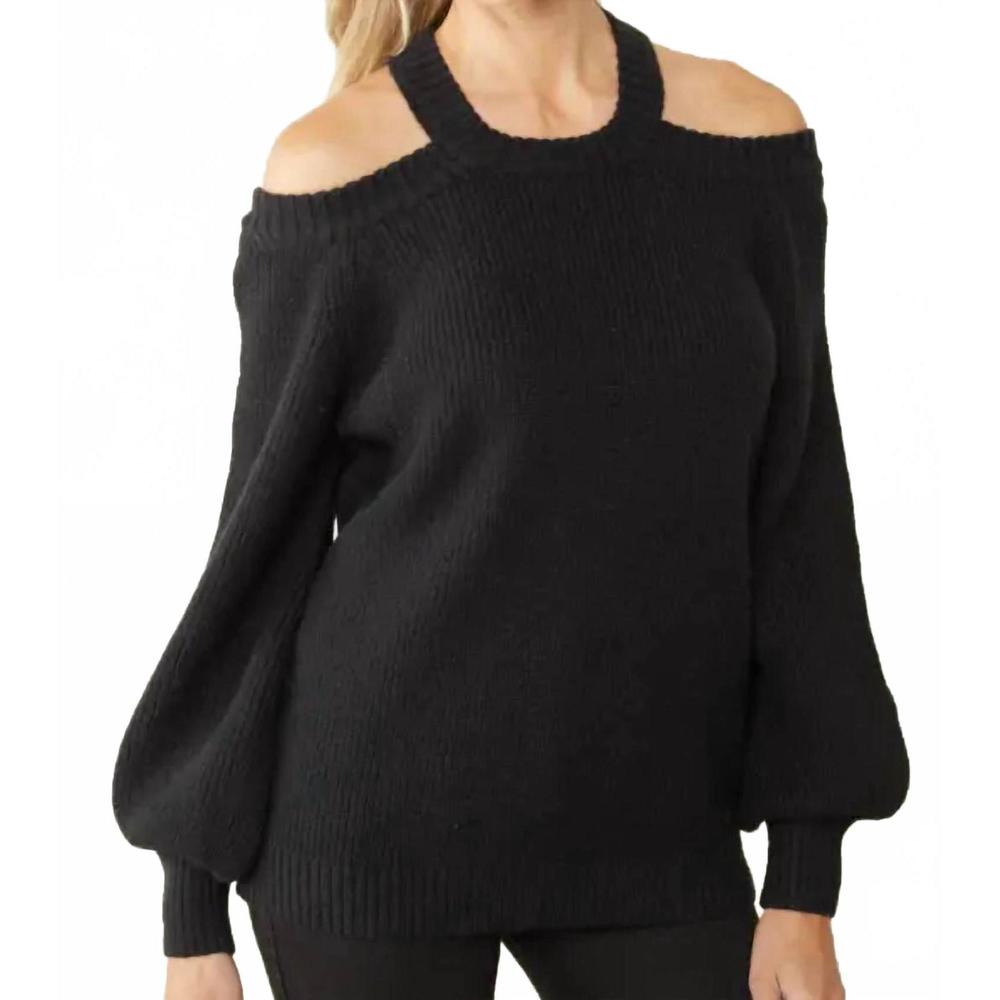 NEW ENTRO cold shoulder sweater in black